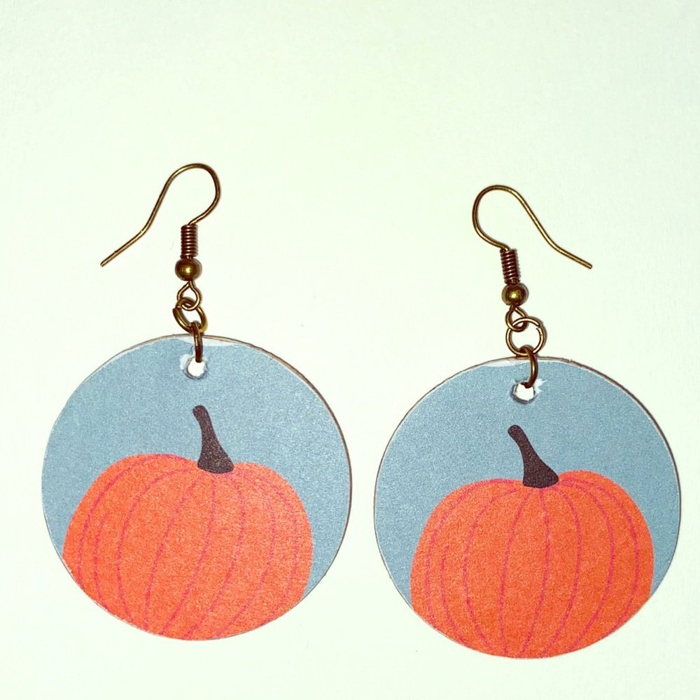 Handmade pumpkin earrings.